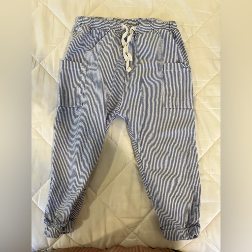H&M Kids Blue and White Striped Joggers